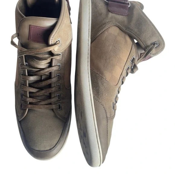 Louis Vuitton Men’s Cutback Brown Suede Canvas Sneakers Size 8